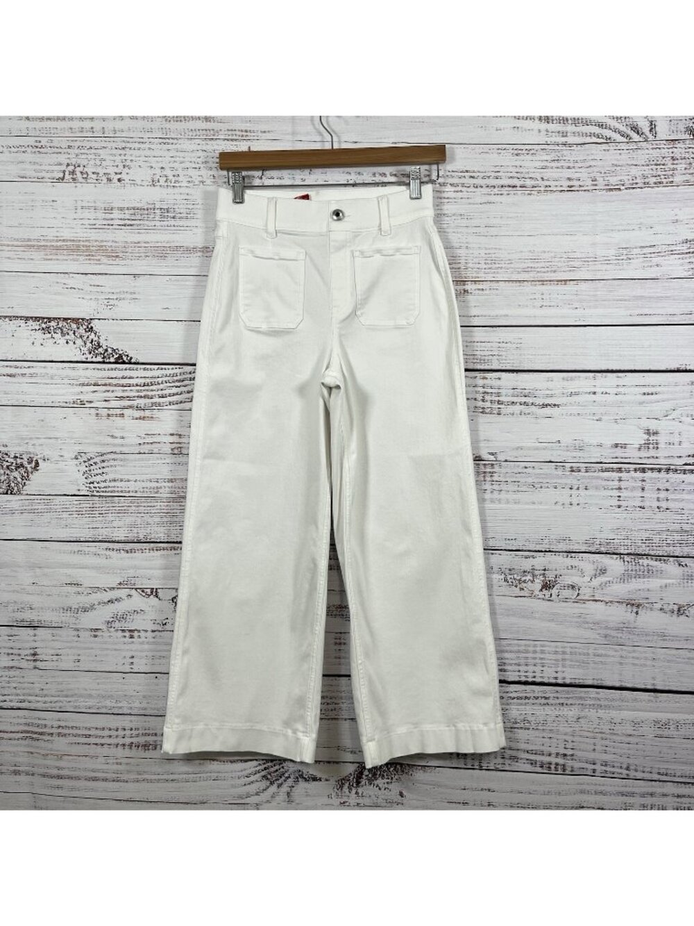 Spanx White Every Wear Wide Leg Denim Crop Pants